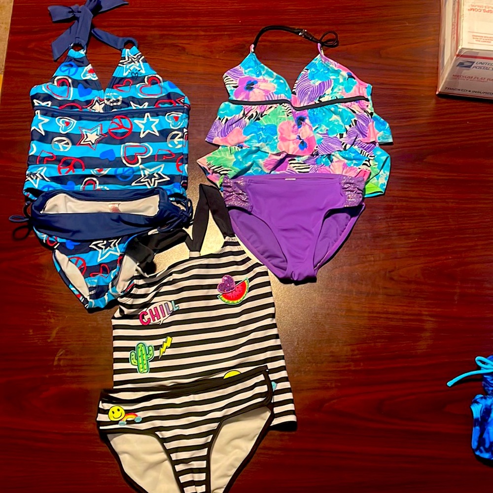 Justice, 2 piece, tankini halter bathing suit, swimwear, bikini